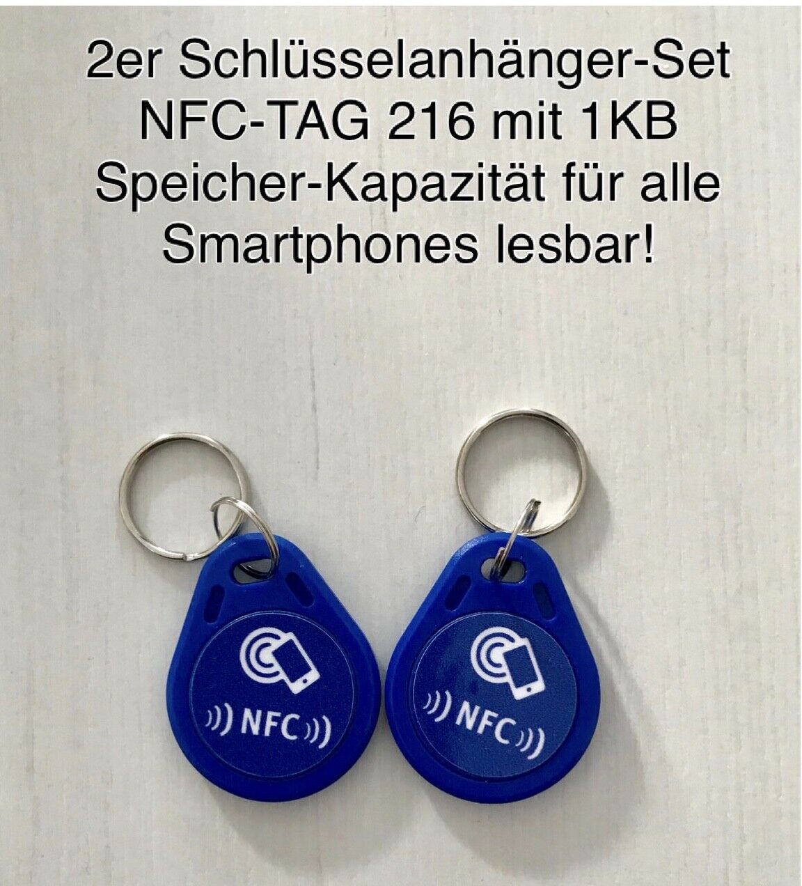 2er NFC-Tag NTAG216-Set als Schlüsselanhänger für alle Smartphones geeignet