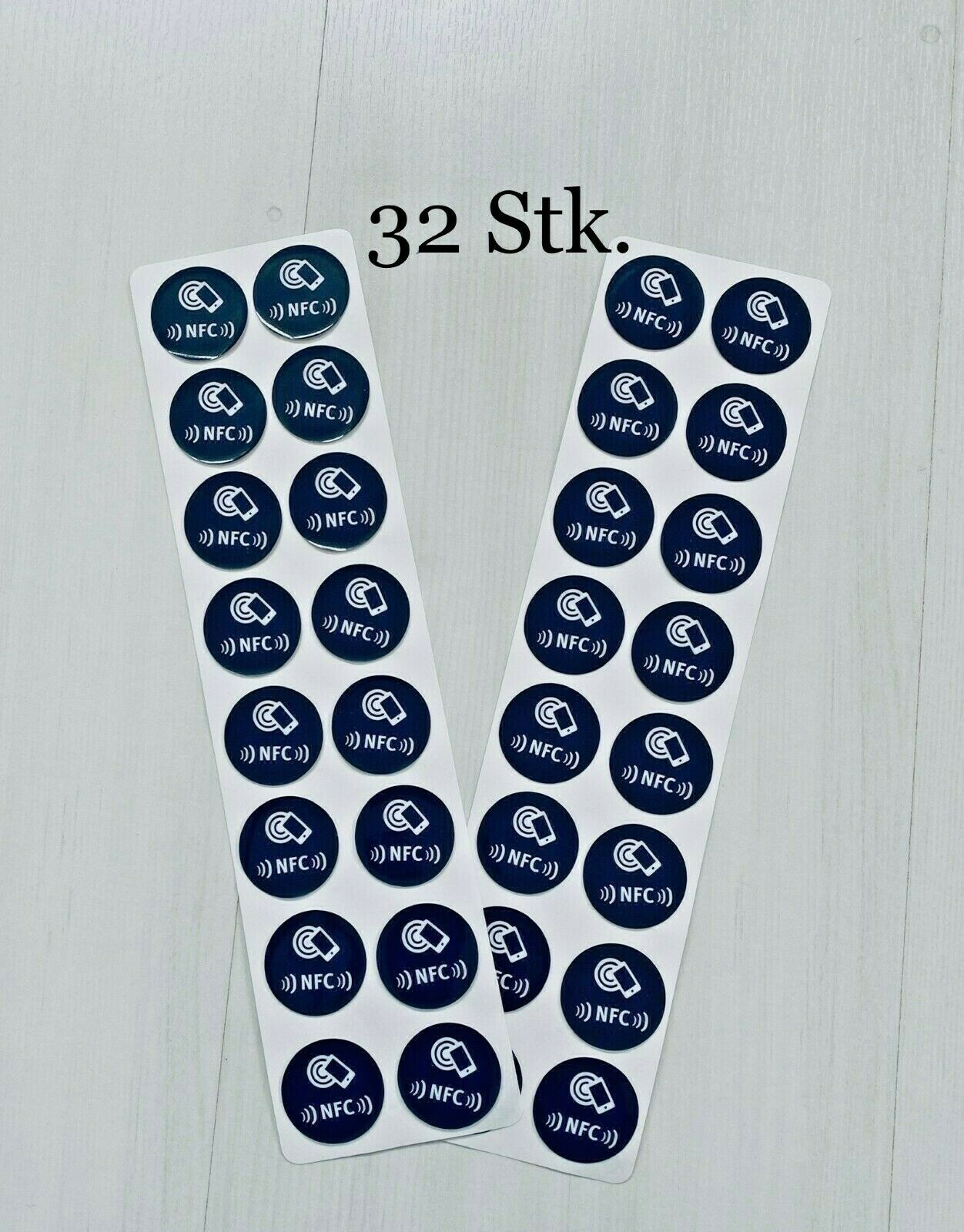 32 Stk. NFC-NTAG215 Sticker zum Aufkleben für alle Smartphones u.Amiboo geeignet